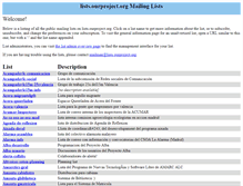 Tablet Screenshot of lists.ourproject.org